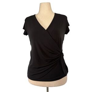 Tahari Black Side Tie Wrap Top | Size Medium
